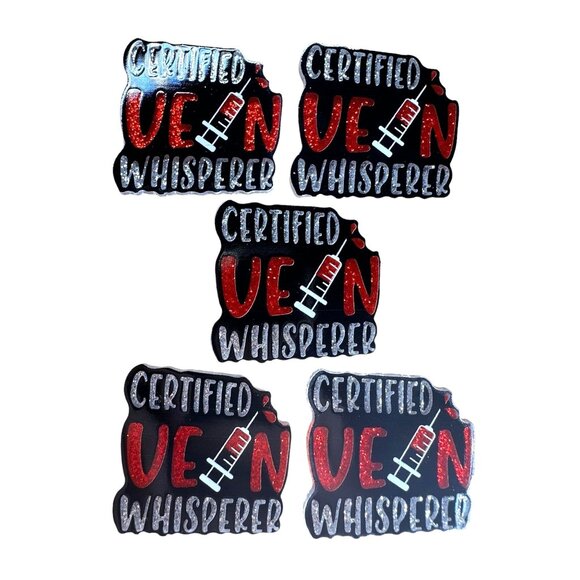 10 pc glitter RN Nurse acrylic phlebotomist flat back charm for badge reels keyr - Picture 1 of 3